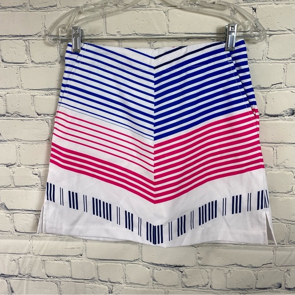 Lady Hagen Pants - NWOT Lady Hagen Striped Mini Golf Skort Skirt Hot Pink Blue Black White 0